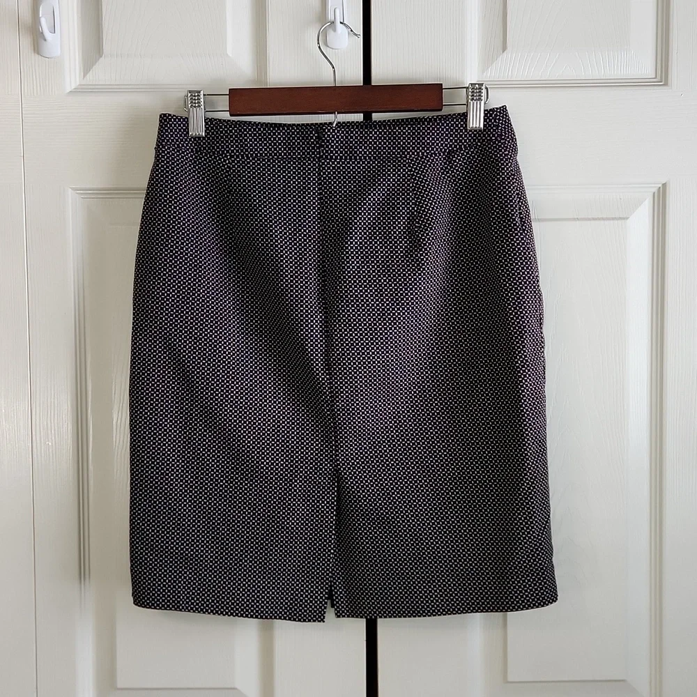 Liz Claiborne Black & White Geometric Print Pencil Skirt Size 10 Preppy Academia